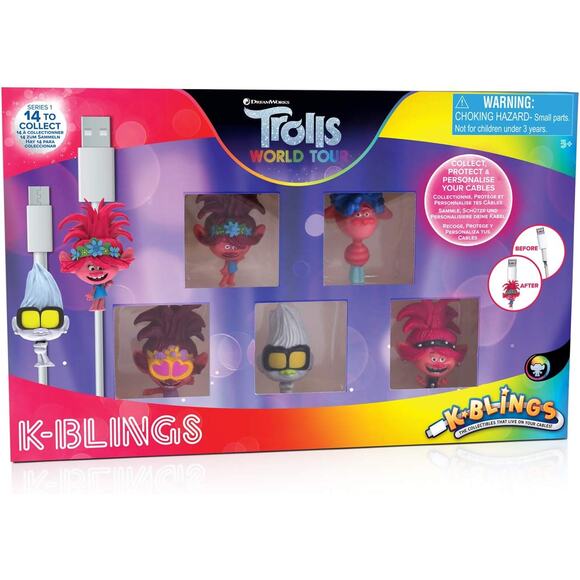 Trolls World Tour K-Blings 5 Pack Protect and Personalize Your Cables NEW - Picture 1 of 14